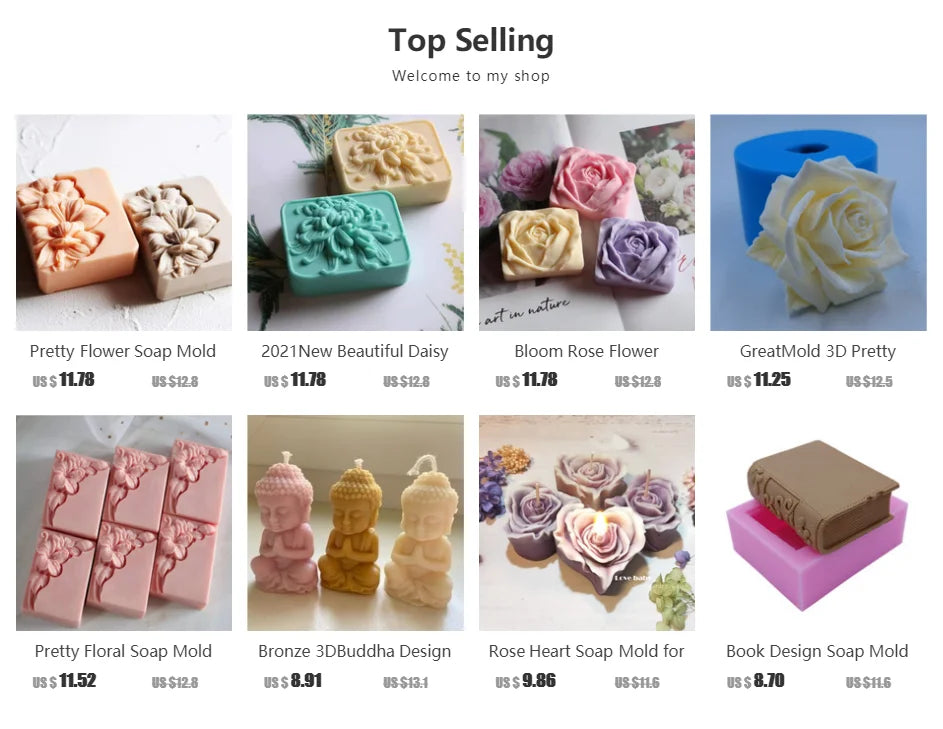 Classical Handmade Soap Mold Scented Wax Melt Molds DIY Flower Silicone Molds For Soap Making