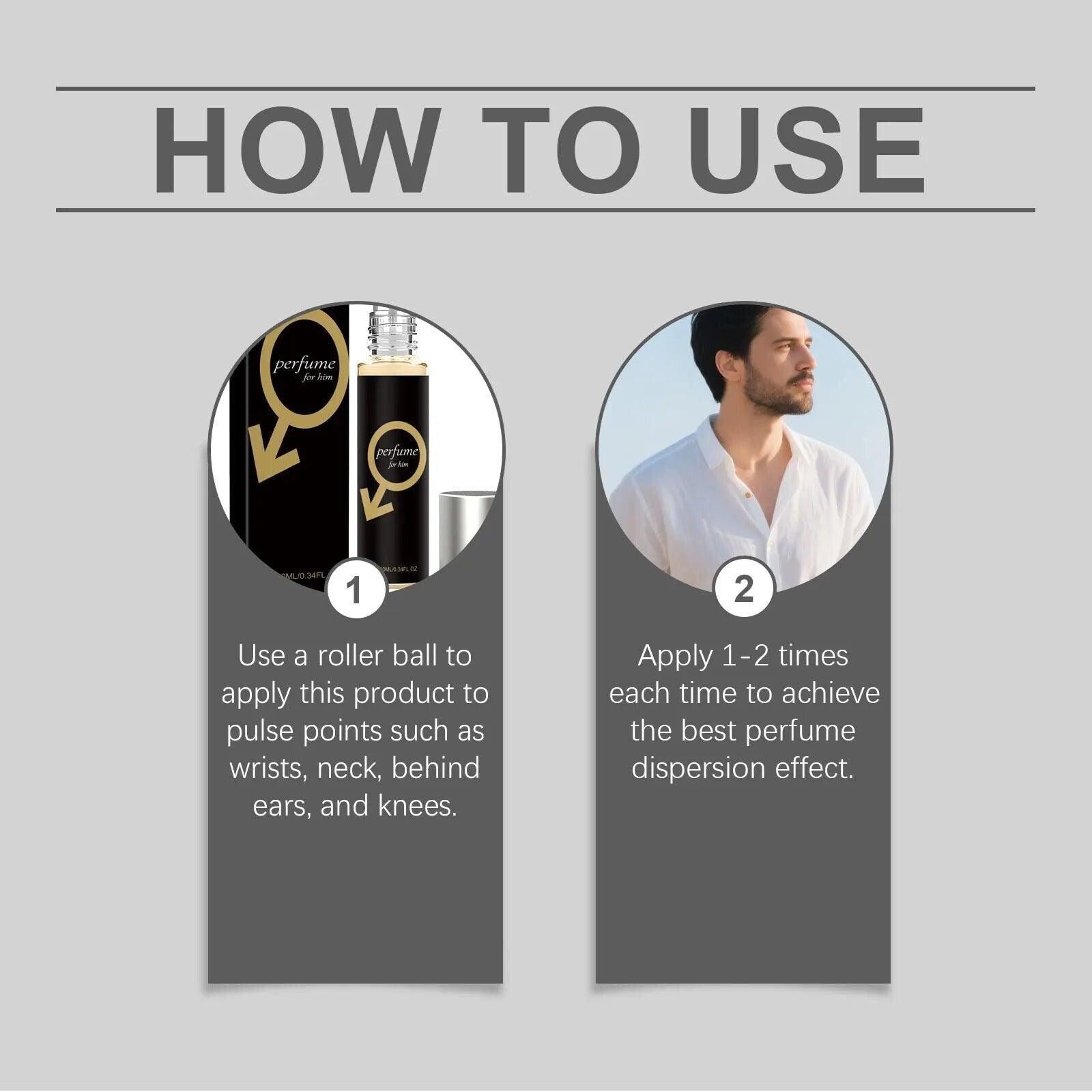 Men's Daily Cologne Roll-On Crisp Fresh Scent Natural Long-Lasting All Occasions