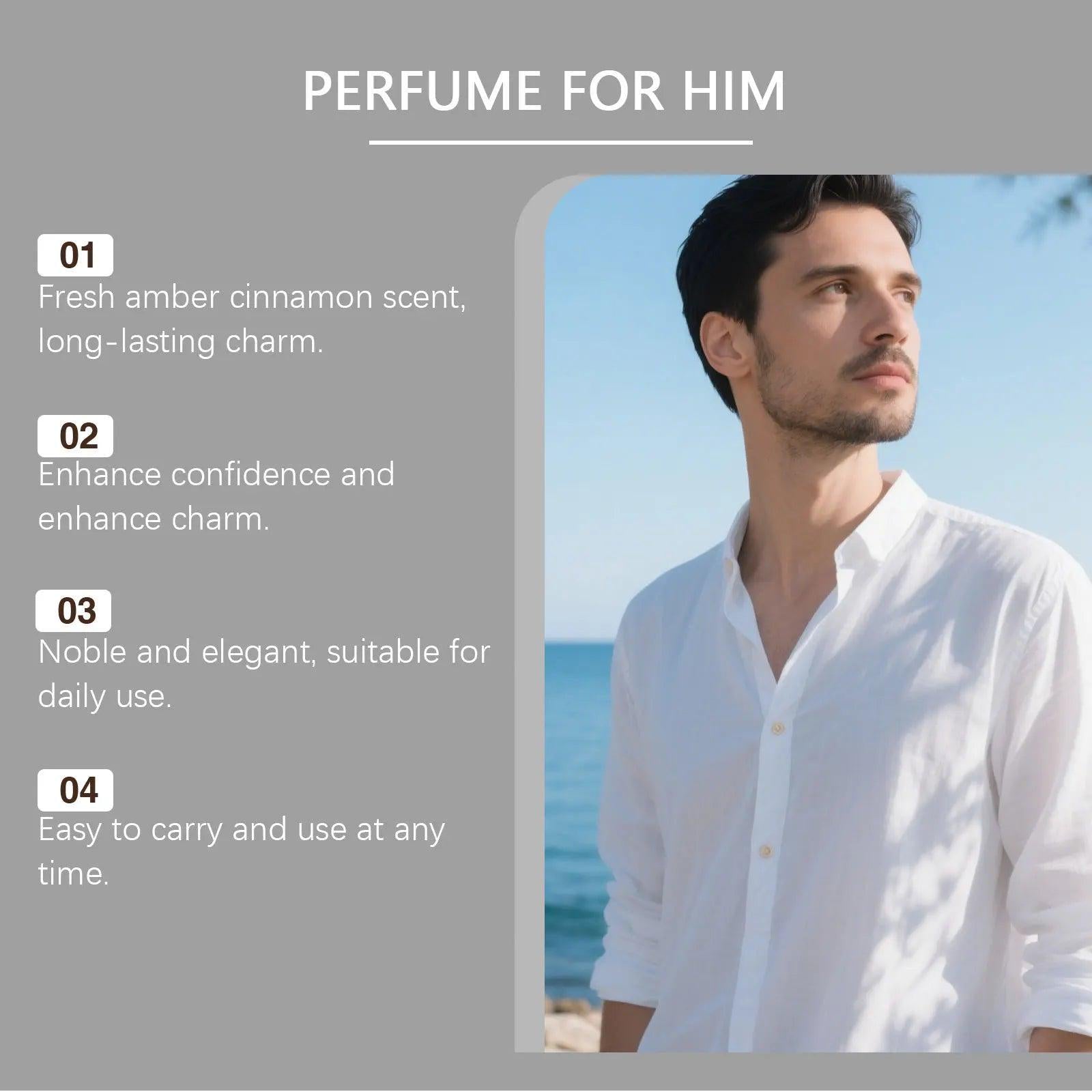 Men's Daily Cologne Roll-On Crisp Fresh Scent Natural Long-Lasting All Occasions