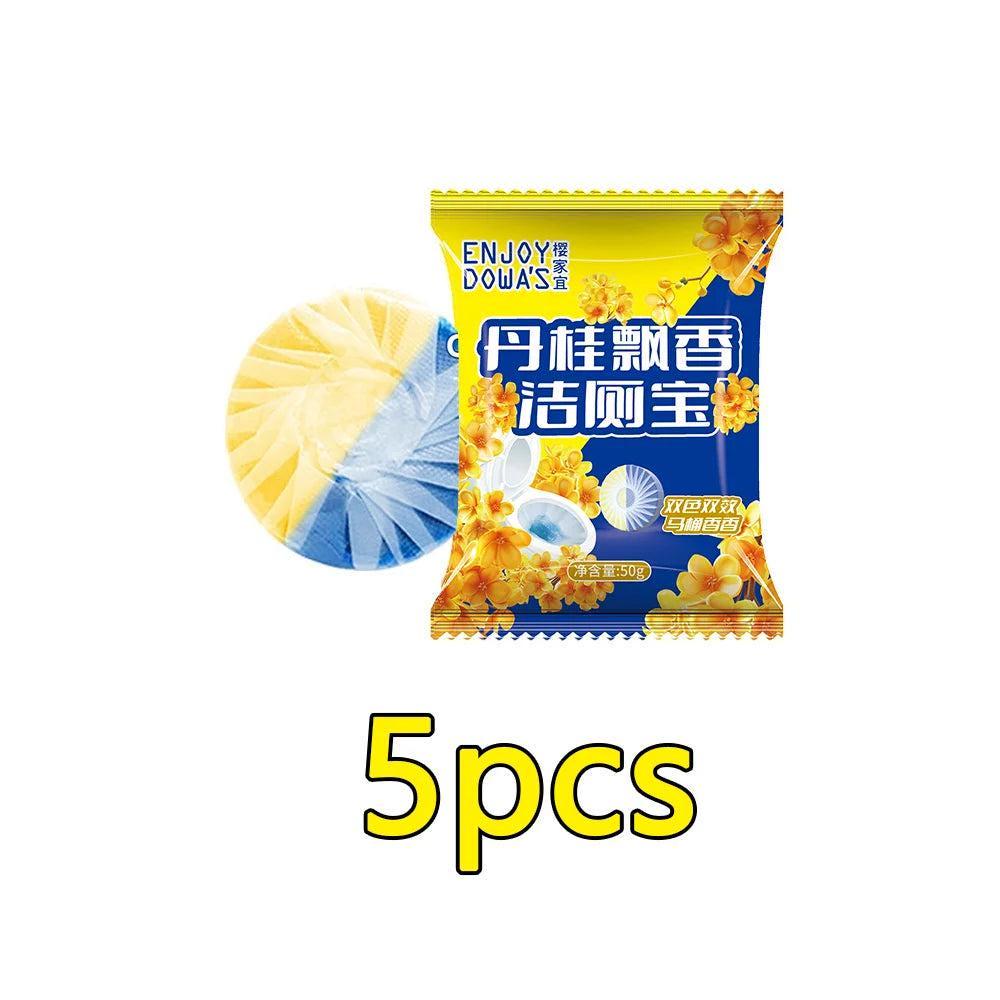 5 Pcs Toilet Bowl Cleaner Set Dual-Color Scented Long-Lasting Automatic Flushing Home Use Fragrance Cleaner