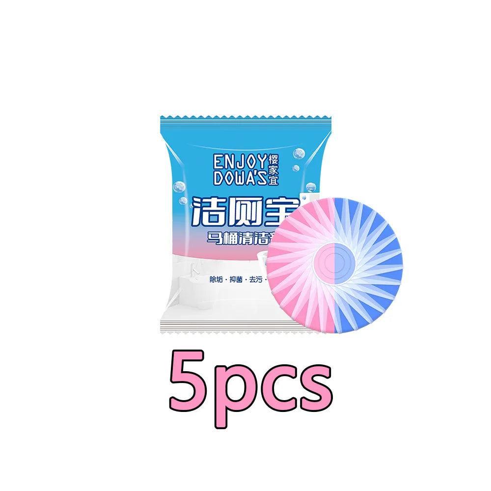 5 Pcs Toilet Bowl Cleaner Set Dual-Color Scented Long-Lasting Automatic Flushing Home Use Fragrance Cleaner