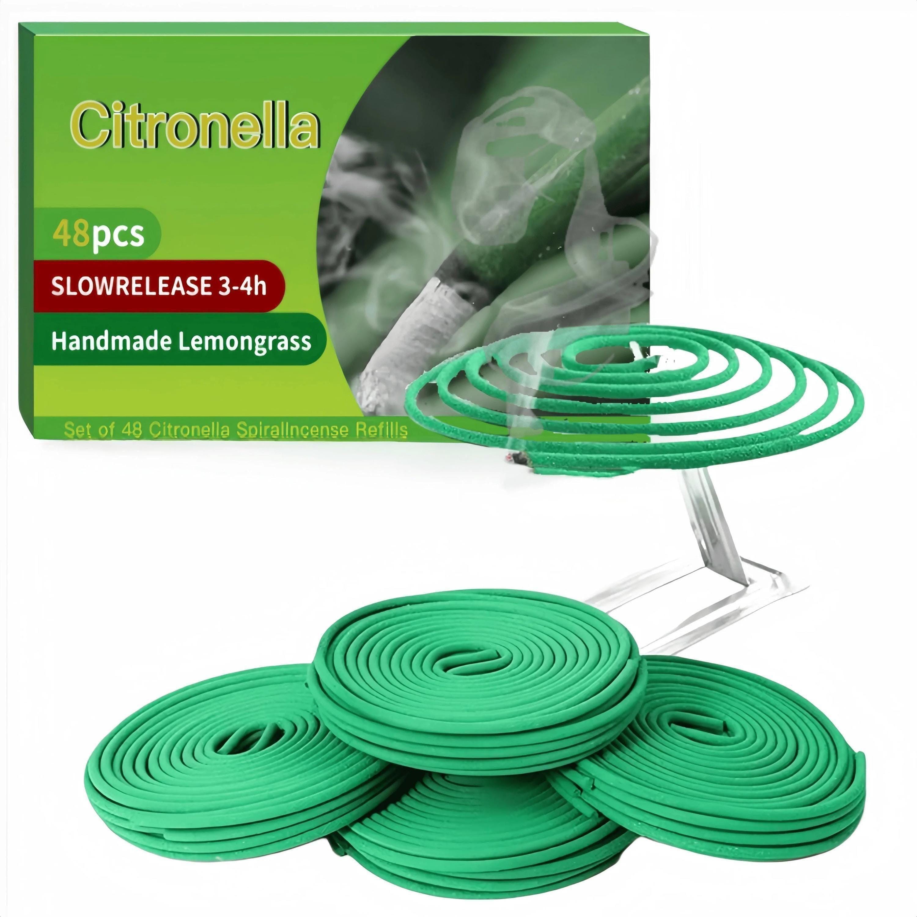 48 Scented Candles with Stand - Natural Lemongrass Fragrance for Outdoor, Swimming Pool Side, Courtyard, Porch, Deck, Camping and Hiking