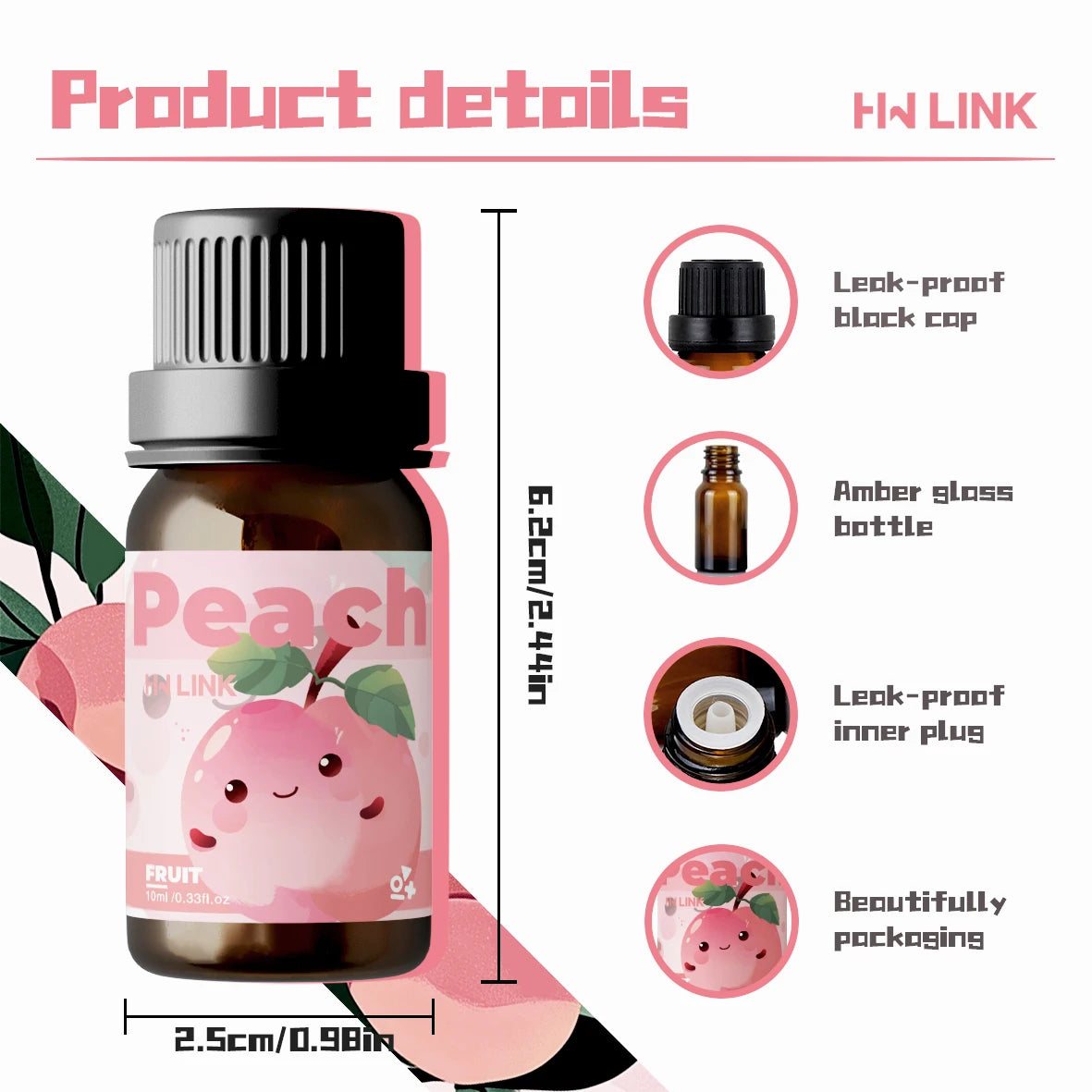 Peach Essential Oils Peach Perfume Makeup 10ml For Candle, Soap Making, Aromatherapy, Diffusers, Home Care,Skincare Gift