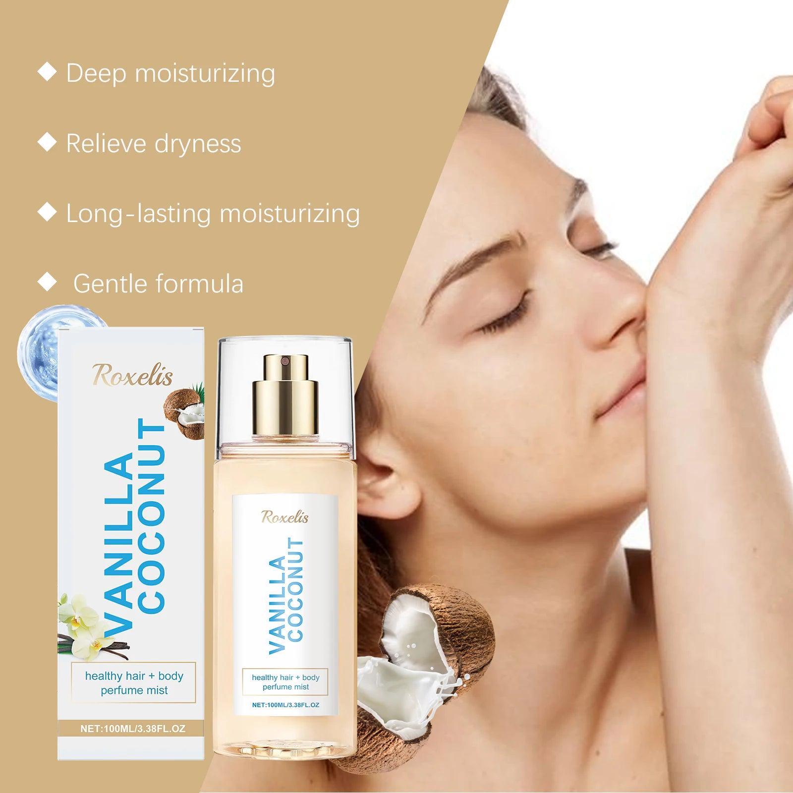 Vanilla Coconut Lady Body Cologne Natural Lasting Luxury Refreshing Light Fragrance Exudes Unique Charm Romantic Elegant Scents