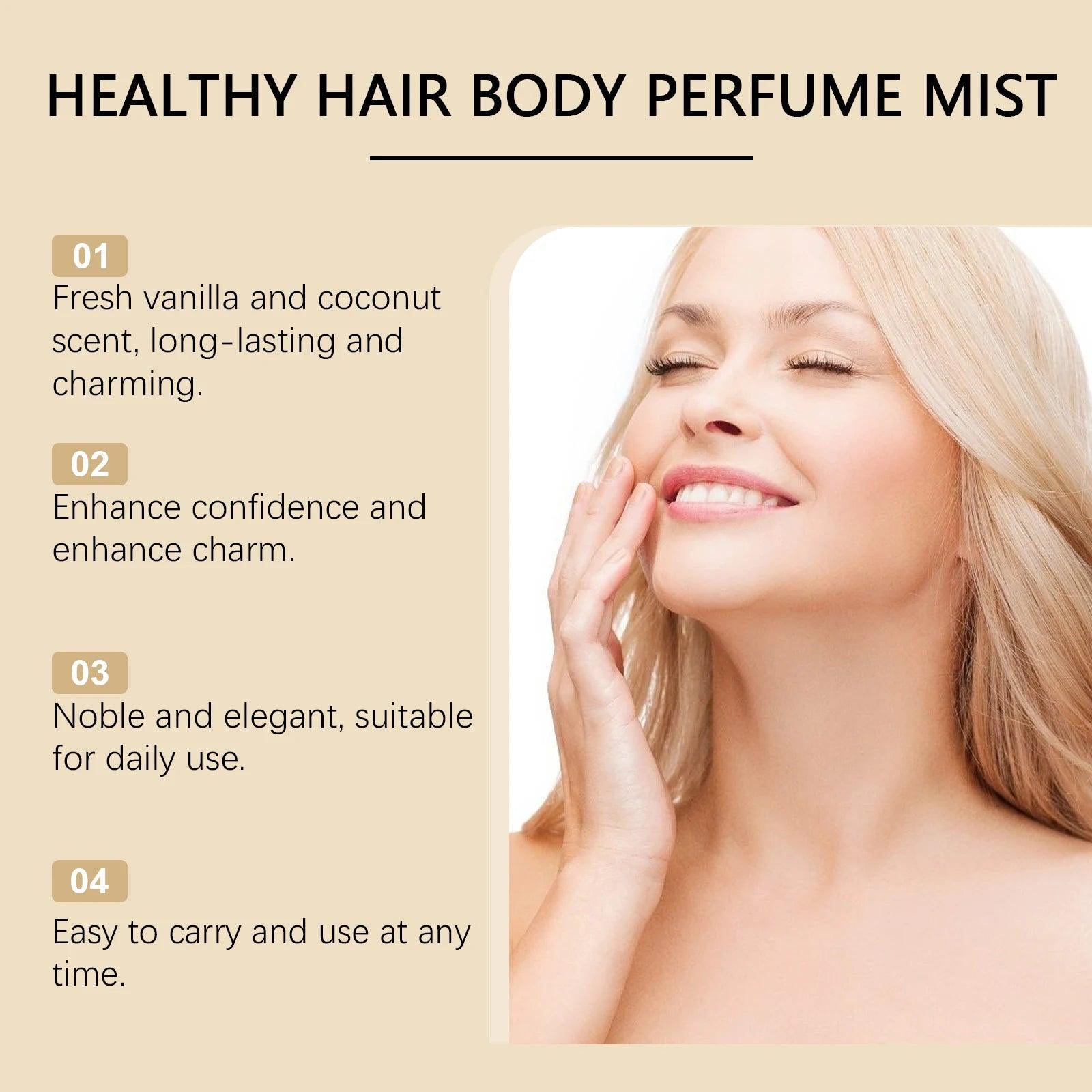 Vanilla Coconut Lady Body Cologne Natural Lasting Luxury Refreshing Light Fragrance Exudes Unique Charm Romantic Elegant Scents