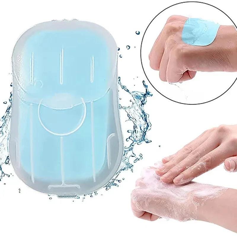 50pack Disposable Paper Soap Portable Paper Soap with Plastic Box Foaming Paper Soap for Outdoor Camping Hiking Travel