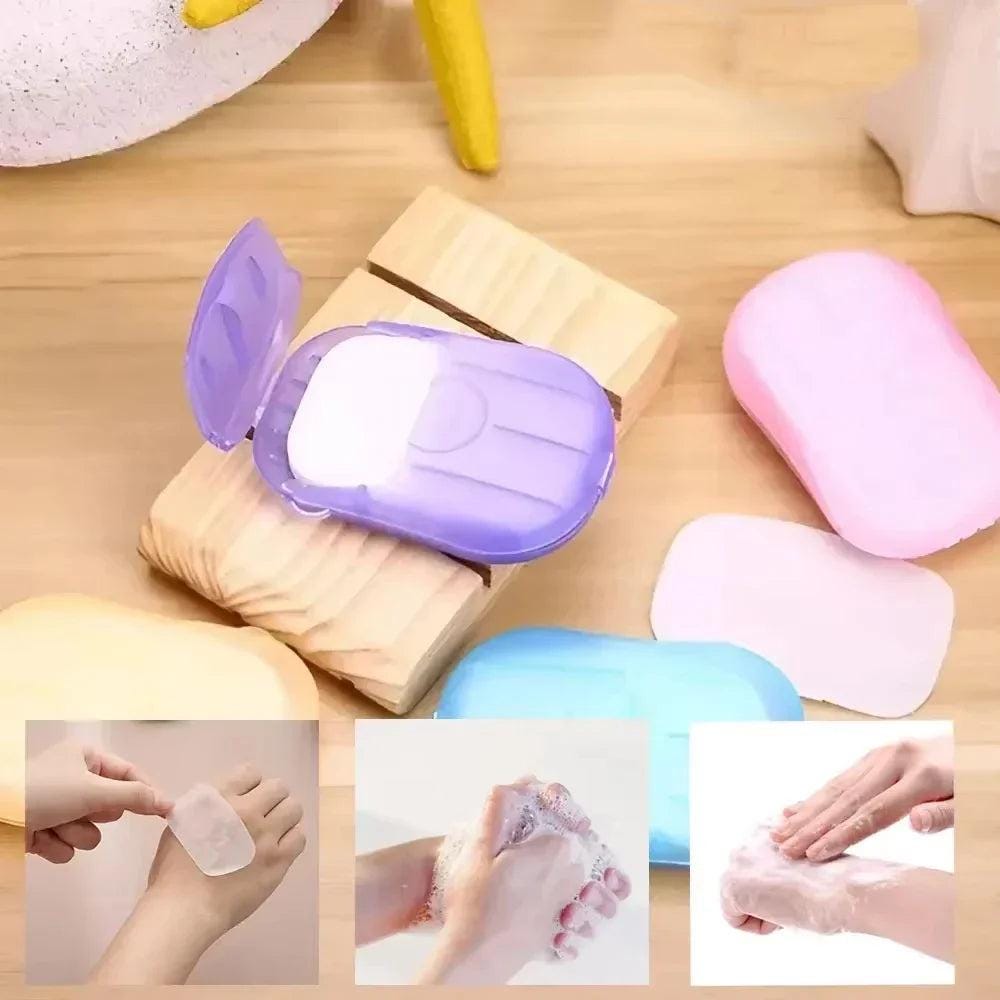 50pack Disposable Paper Soap Portable Paper Soap with Plastic Box Foaming Paper Soap for Outdoor Camping Hiking Travel